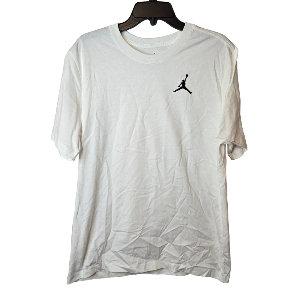 Nike Air Jordan Jumpman Embroidered Tee White Crewneck Men's T-shirt Size L